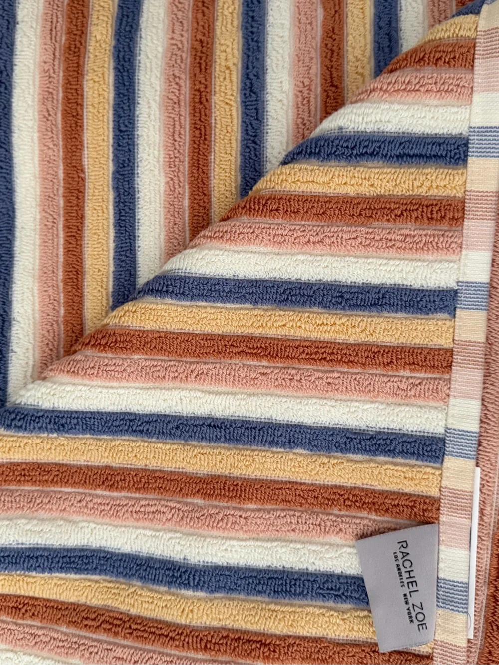 Rachel Zoe fall Autumn Multicolor Striped Bath washcloth hand towel set 8 pc